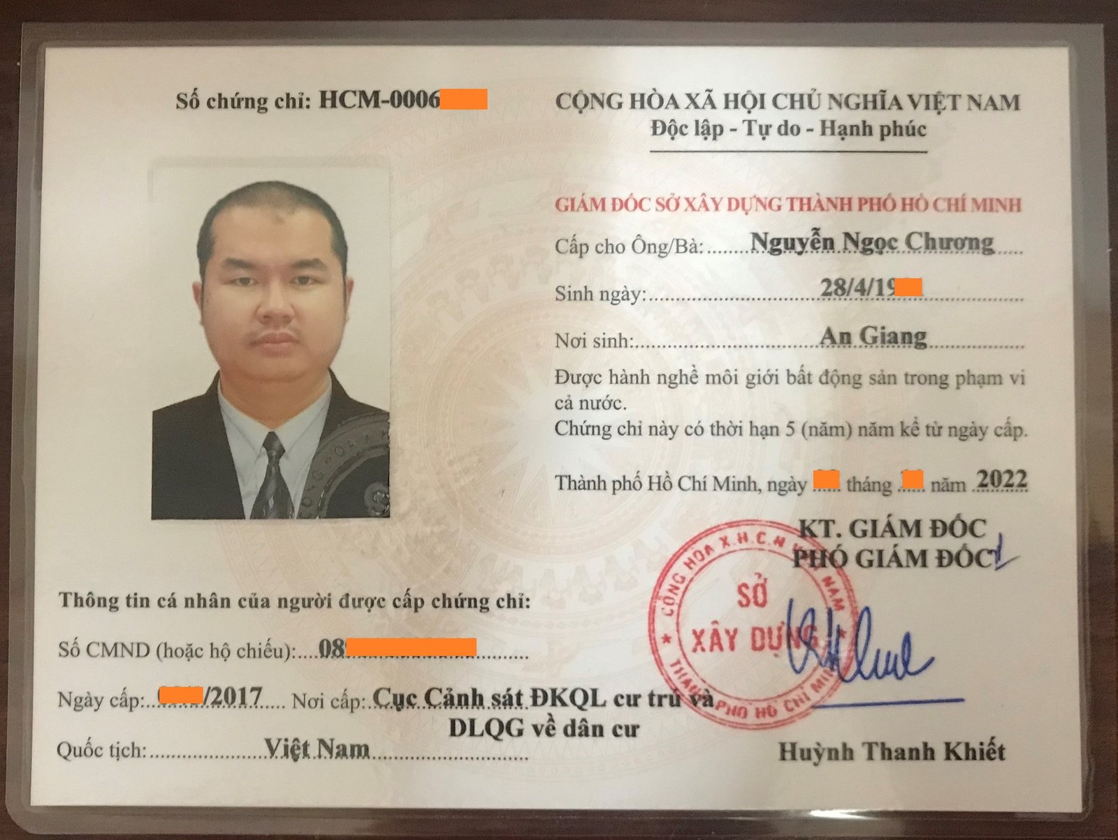Chứng chỉ hành nghề Môi giới Bất động sản